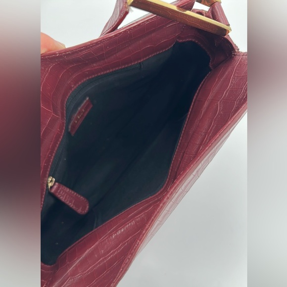 DeMellier Burgundy croc effect Bergen Bag crossbody - Picture 9 of 12